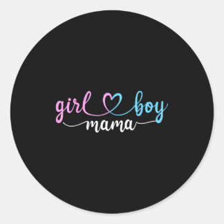 Mom of both mama of boys and girls  classic round sticker