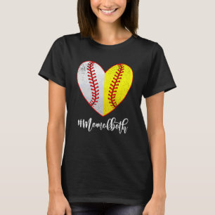 Mom Of Both Softball & Baseball Heart Mother's Day T-Shirt