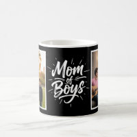 Mom of Boys Brush Script Two Photo Black
