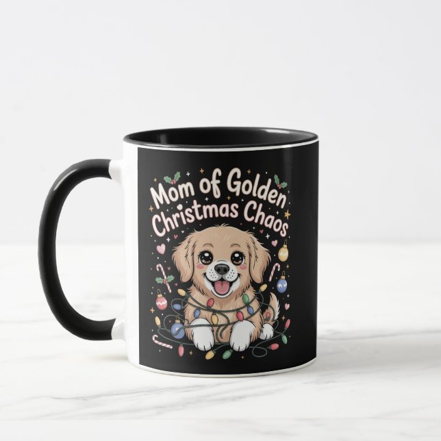 Mom of Golden Christmas Chaos Badge Mug (Left)