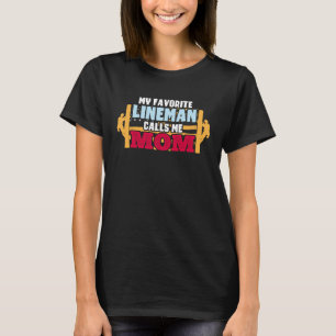 Mom of Lineman Electrician Patriotic USA Flag Line T-Shirt