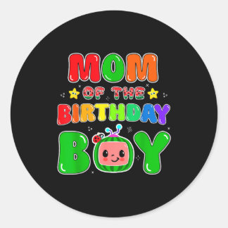 Mom Of The Birthday Boy Funny Melon Family Party M Classic Round Sticker