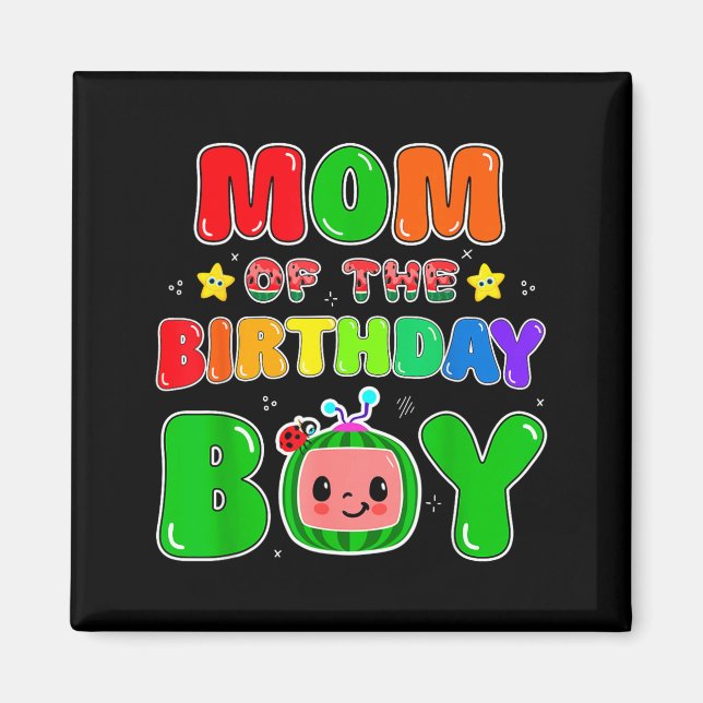 Mom Of The Birthday Boy Funny Melon Family Party M Magnet (Front)