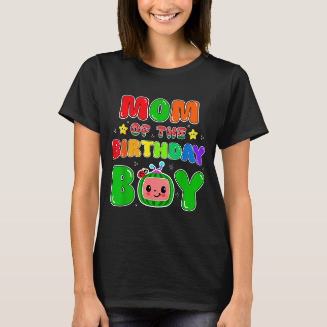 Mom Of The Birthday Boy Funny Melon Family Party M T-Shirt (Front)