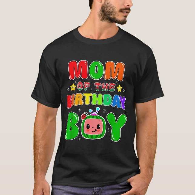 Mom Of The Birthday Boy Funny Melon Family Party M T-Shirt (Front)