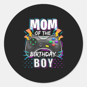 Mom Of The Birthday Boy Matching Video Gamer Birth Classic Round Sticker