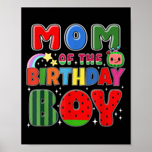 Mom Of The Birthday Boy Melon Family Matching Funn Poster