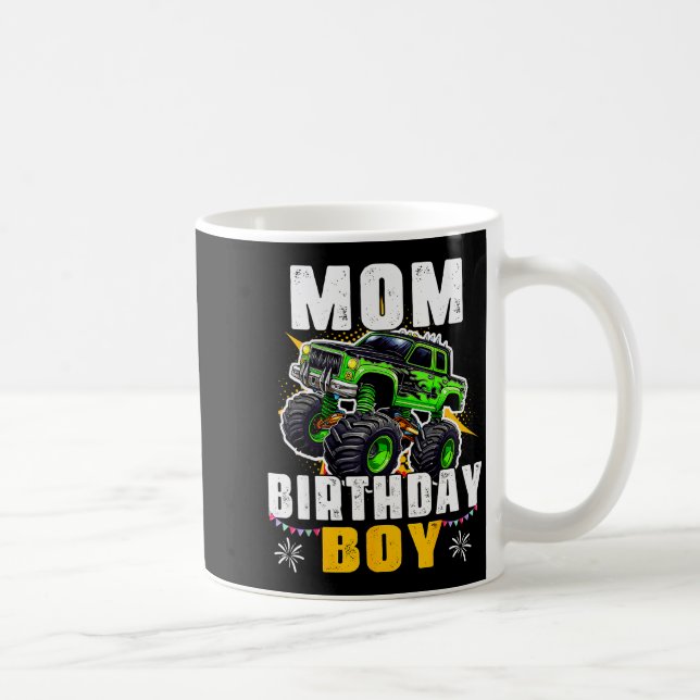 Mom Of The Birthday Boy Monster Truck Family Match Coffee Mug (Right)