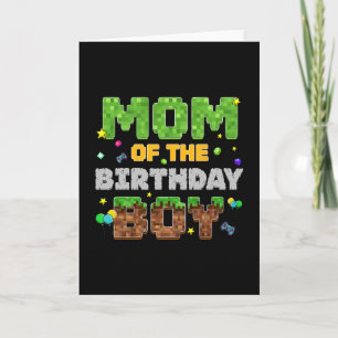 Mom Of The Birthday Boy Pixel Gamer Party Matching Card