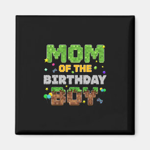 Mom Of The Birthday Boy Pixel Gamer Party Matching Magnet