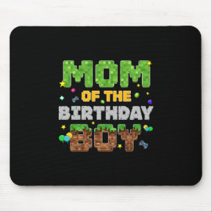 Mom Of The Birthday Boy Pixel Gamer Party Matching Mouse Pad