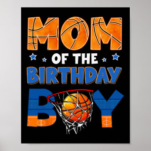 Mom Of The Birthday Boy Sketll Ller Bday Family Pa Poster