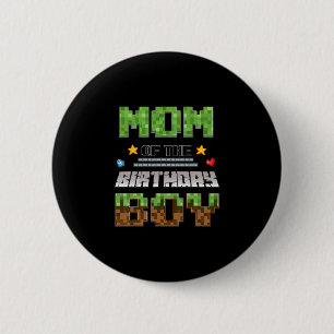 Mom Of The Birthday Boy Video Gamer Pixel Birthday 6 Cm Round Badge