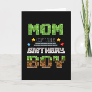 Mom Of The Birthday Boy Video Gamer Pixel Birthday Card