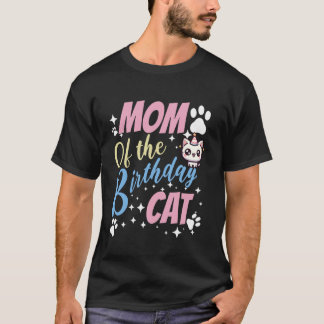 Mom of the Birthday Cat Cute Kawaii T-Shirt