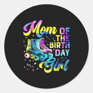 Mom of the birthday girl costume cute roller skate classic round sticker