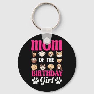 Mom Of The Birthday Girl Dog Paw Bday Party Key Ring