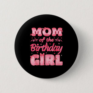 Mom Of The Birthday Girl Family Nk Coquette Bow  6 Cm Round Badge