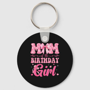 Mom Of The Birthday Girl Family Nk Coquette Bow Key Ring