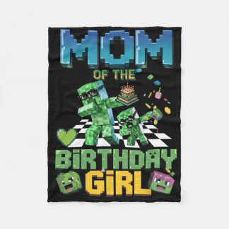 Mom Of The Birthday Girl Funny Video Game Pixel Gi Fleece Blanket