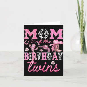 Mom Of The Birthday Twins Cowgirl Rodeo Western Ma Card