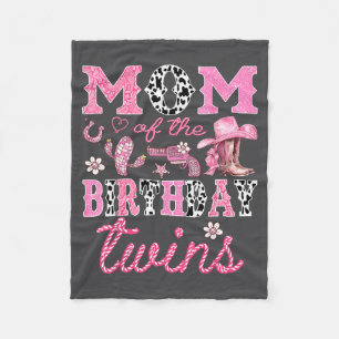 Mom Of The Birthday Twins Cowgirl Rodeo Western Ma Fleece Blanket