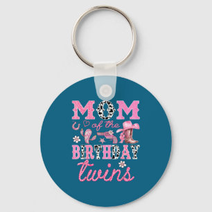 Mom Of The Birthday Twins Cowgirl Rodeo Western Ma Key Ring