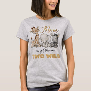Mom of the Two Wild 2nd Birthday Gold Foil T-Shirt