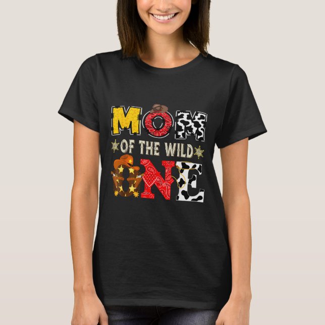 Mom Of The Wild One 1st Birthday Boy Western Cowbo T-Shirt (Front)