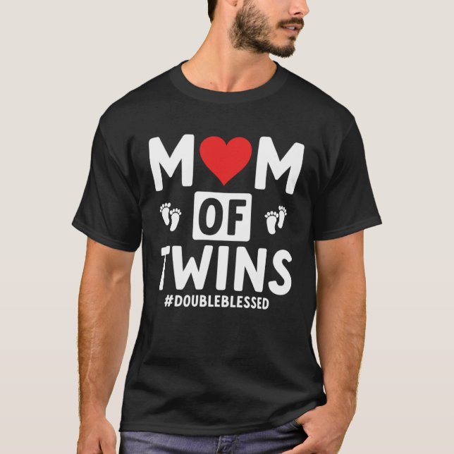 Mom Of Twins Double Blessed Twin Mom T-Shirt (Front)