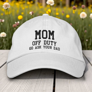 Mom Off Duty Simple Modern Typography Custom Embroidered Hat
