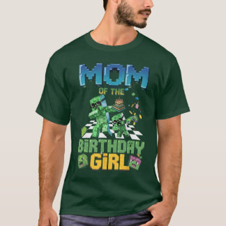 Mom ofhe Birthday Girl Funny Video Game Piel Girl T-Shirt