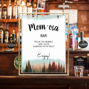 Mom-osa Adventure Awaits Rustic Forest Baby Shower Poster