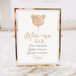 Mom-osa Bar Teddy Bear Balloon Birthday Poster