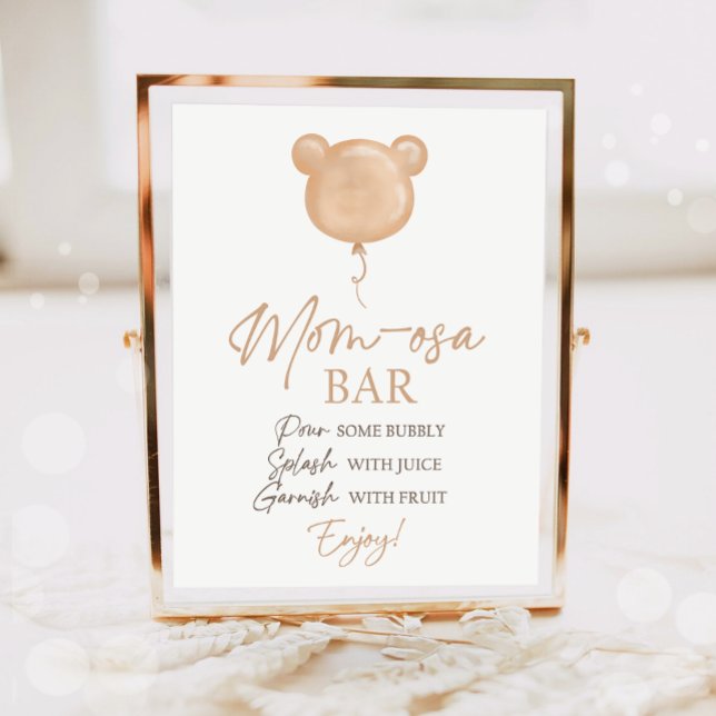 Mom-osa Bar Teddy Bear Balloon Birthday  Poster (Creator Uploaded)
