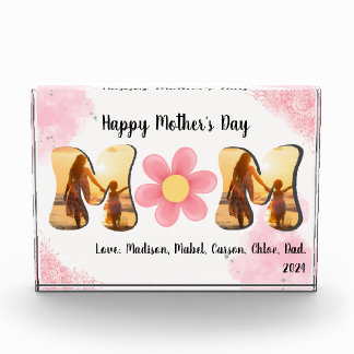MOM Photo Block, Flower, Pink Flowers, Personalise