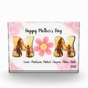 MOM Photo Block, Flower, Pink Flowers, Personalise Block