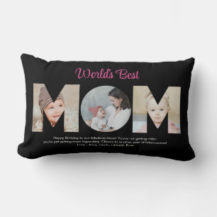 Mom Photo Collage Cutout Mother's Day Birthday Lumbar Cushion