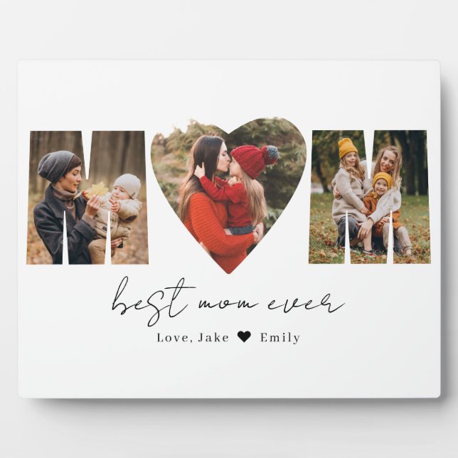 Mom Photo Collage Heart Photo Mother's Day Poster  Plaque (Front)