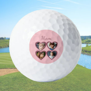 Mom Pink Hearts 4 Kids Photo Collage Golf Balls