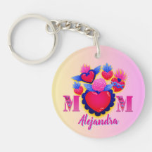 MOM Pink Hearts of Editable Mama Name