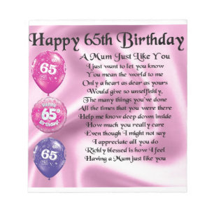 Mom Poem  -  65th Birthday Notepad