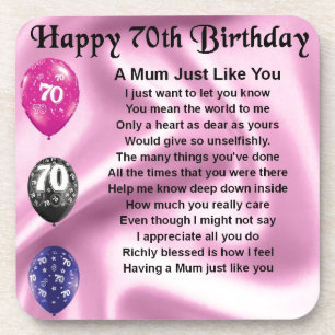 Mom Poem  -  70th Birthday Coaster