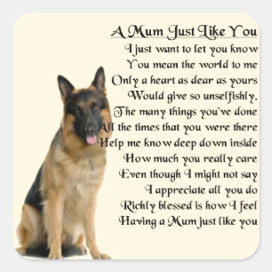 Mom Poem - German Shepherd Design Square Sticker