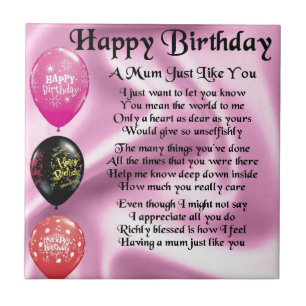 Mom Poem  -  Happy Birthday Ceramic Tile
