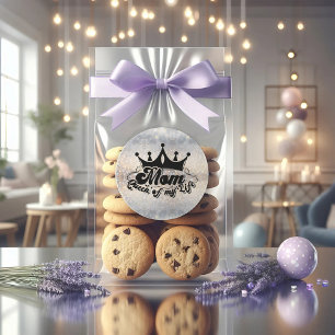 MOM Queen of my life Glitter CLASSIC ROUND STICKER