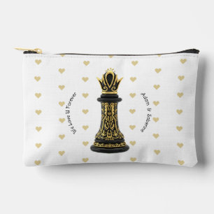 MOM Queen of my life, Golden Script Black Chess Accessory Pouch