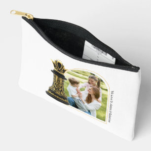 MOM Queen of my life, Golden Script Black Chess  Accessory Pouch