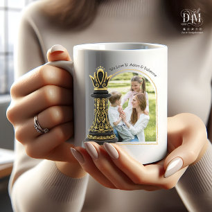 MOM Queen of my life, Golden Script Black Chess  Coffee Mug