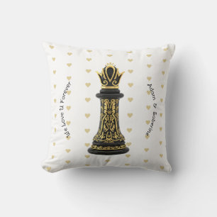 MOM Queen of my life, Golden Script Black Chess  Cushion